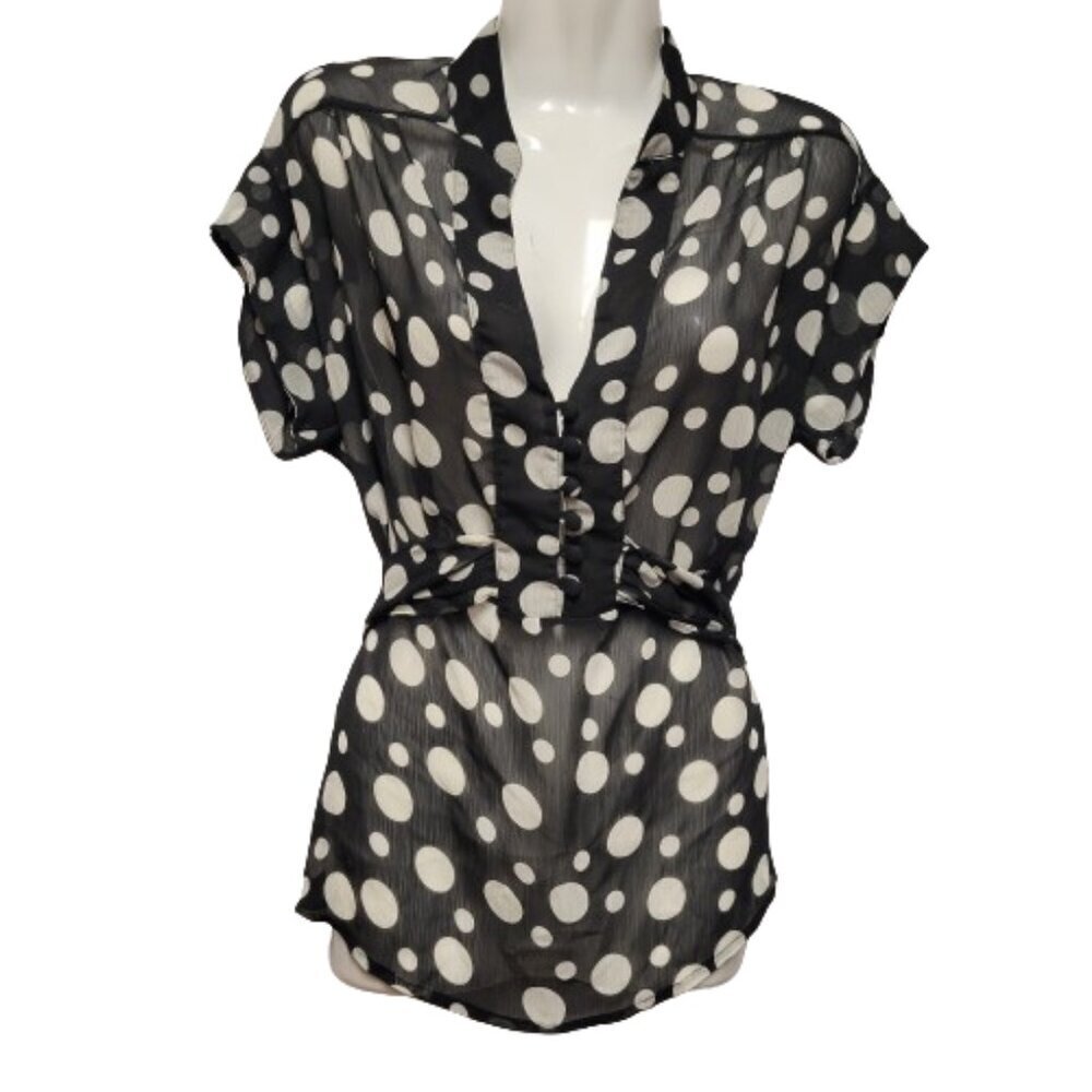 Polka Dot Black and White Top Short Sleeve Top